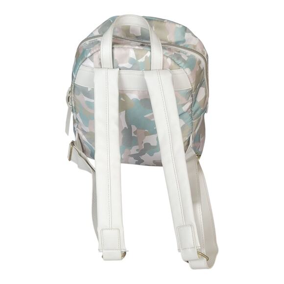 Pastel Camouflage Mini Backpack with White Faux Leather Straps - Picture 4 of 9